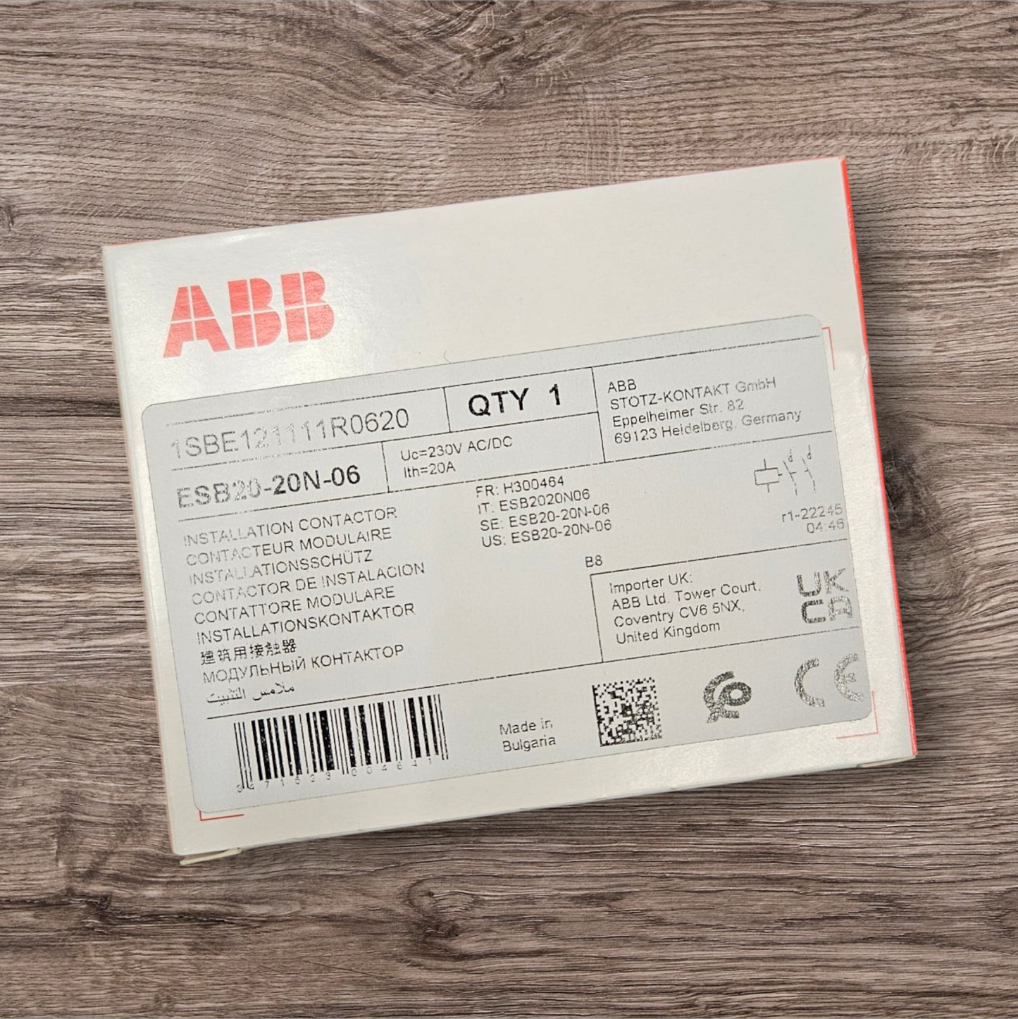 ABB, ESB20-20N-06 Contactor 230VAV/DC