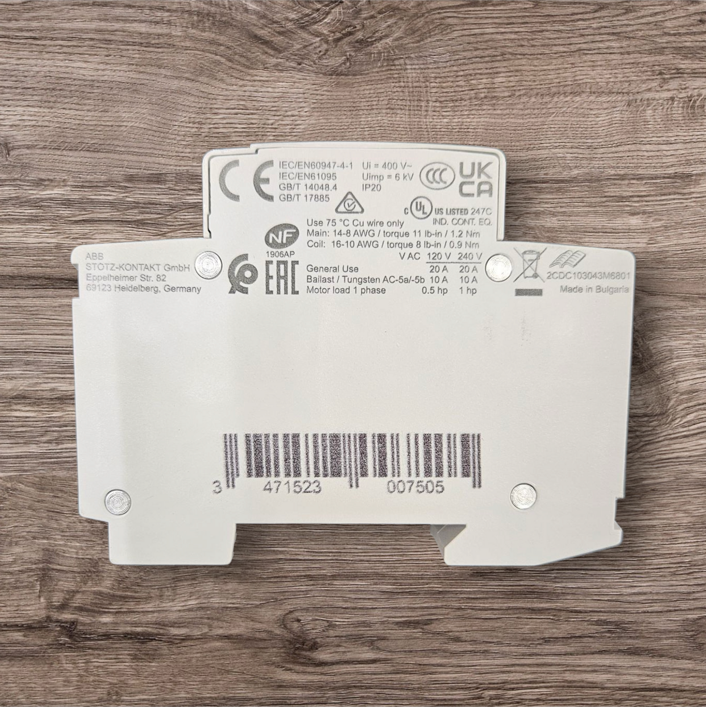 ABB, ESB20-20N-06 Contactor 230VAV/DC
