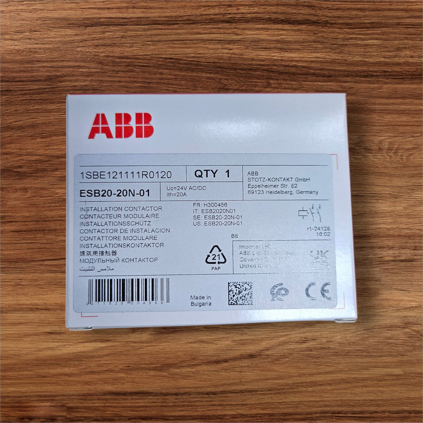 ABB Contactor ESB20-20N-01, 24VAC