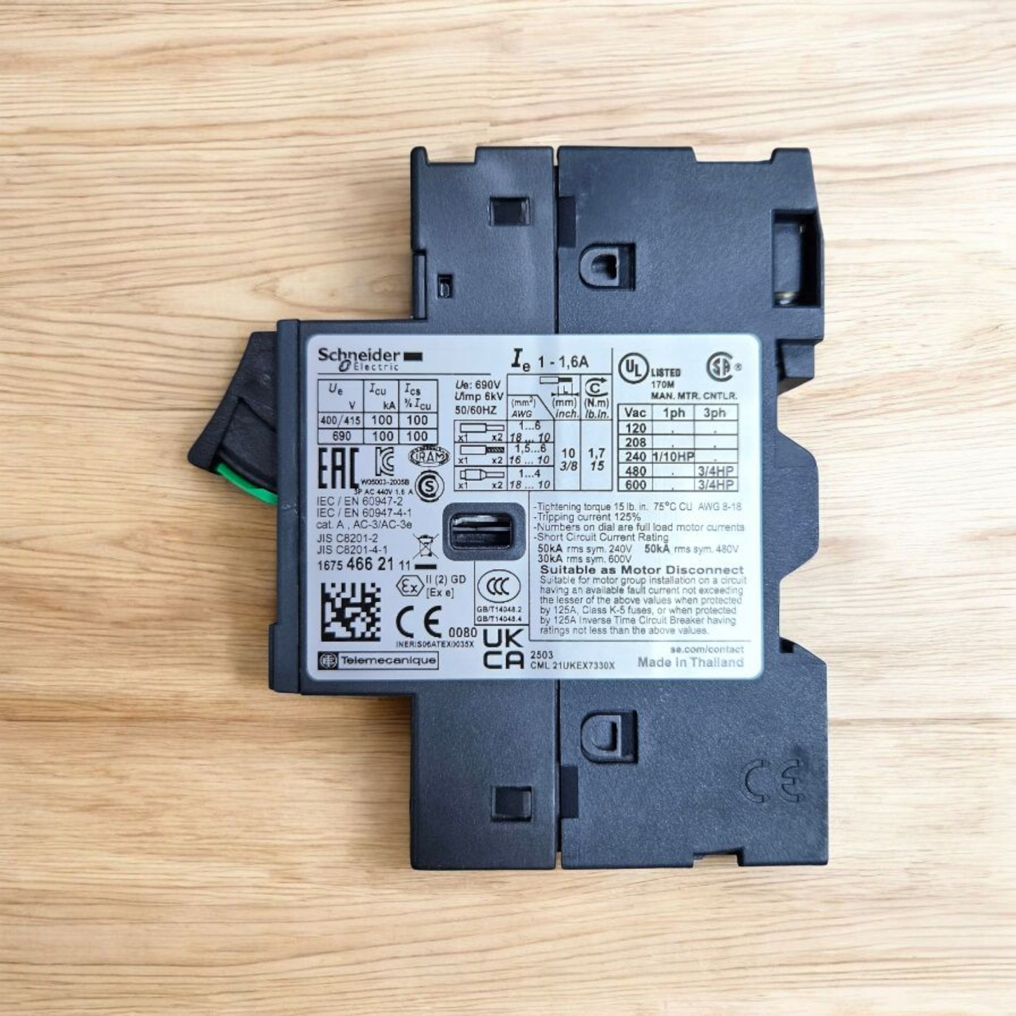 Schneider GV2ME06, 1-1.6A Motor Circuit Breaker