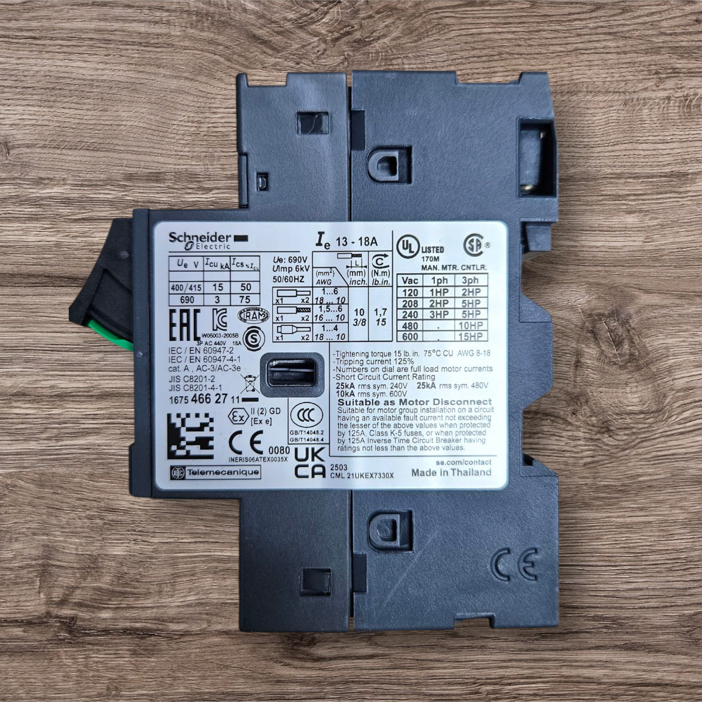 Schneider GV2ME20, 13-18A Motor Circuit Breaker