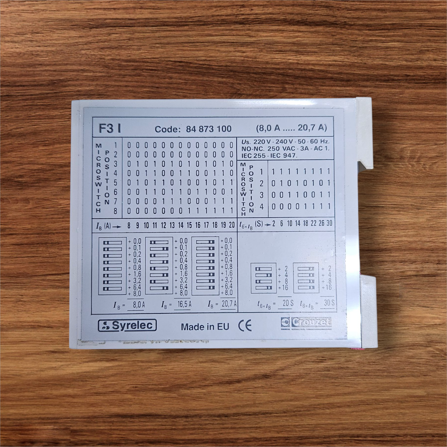 Crouzet Motor Protection Relay F3I 84873100