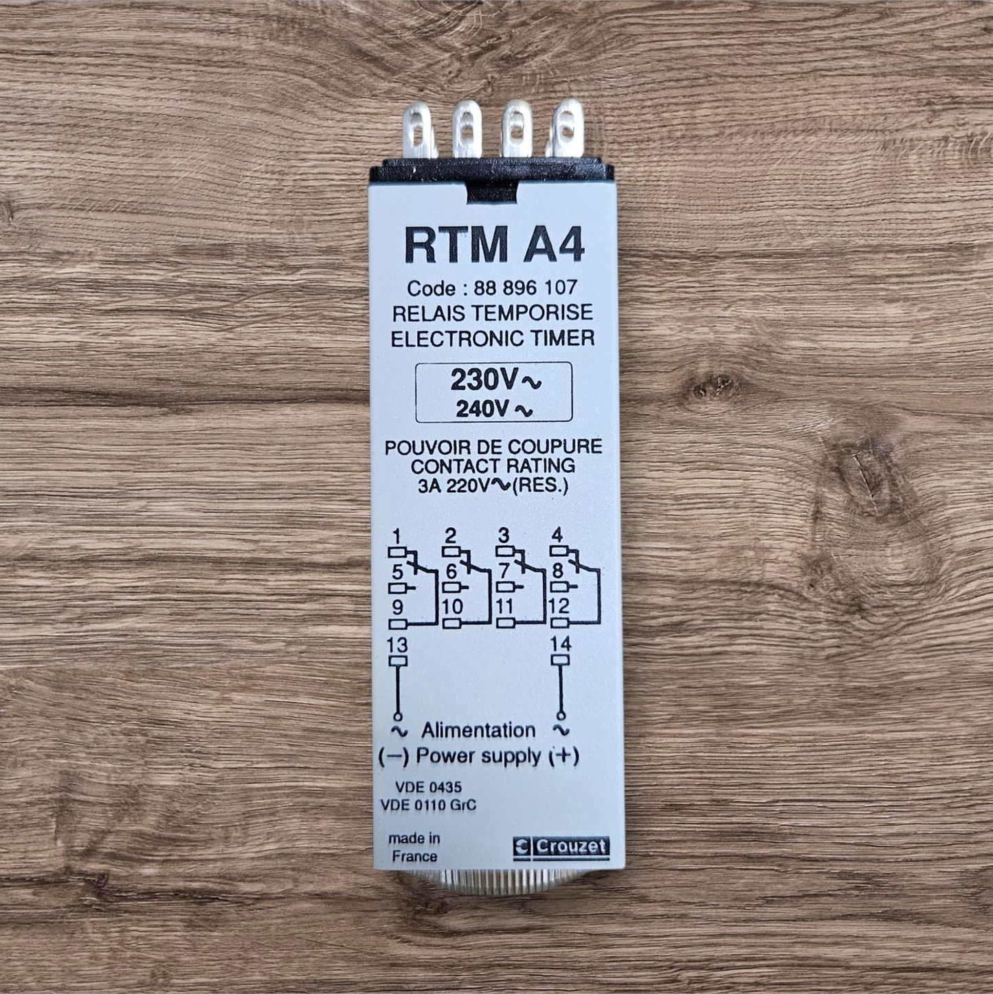 Crouzet Timer Relay RTMA4 230-240VAC Code: 88 896 107