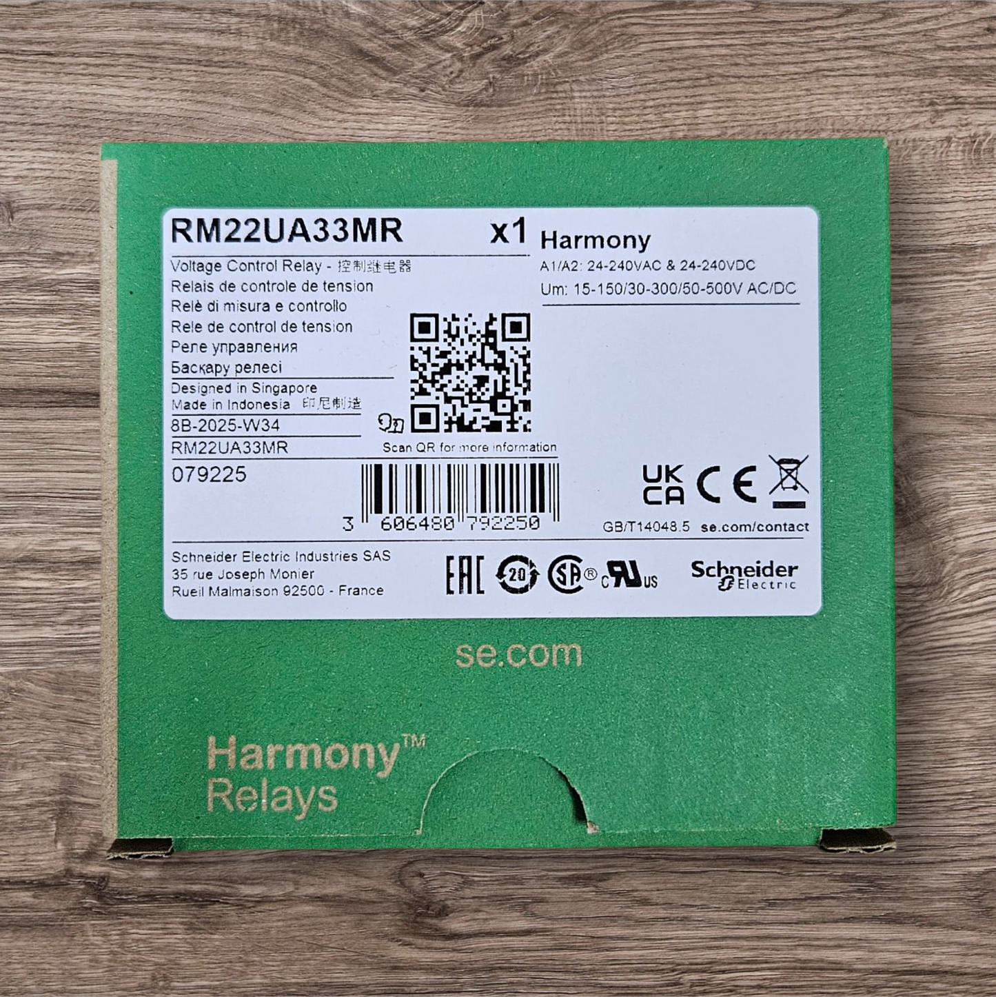 Schneider Voltage Control Relay, RM22UA33MR