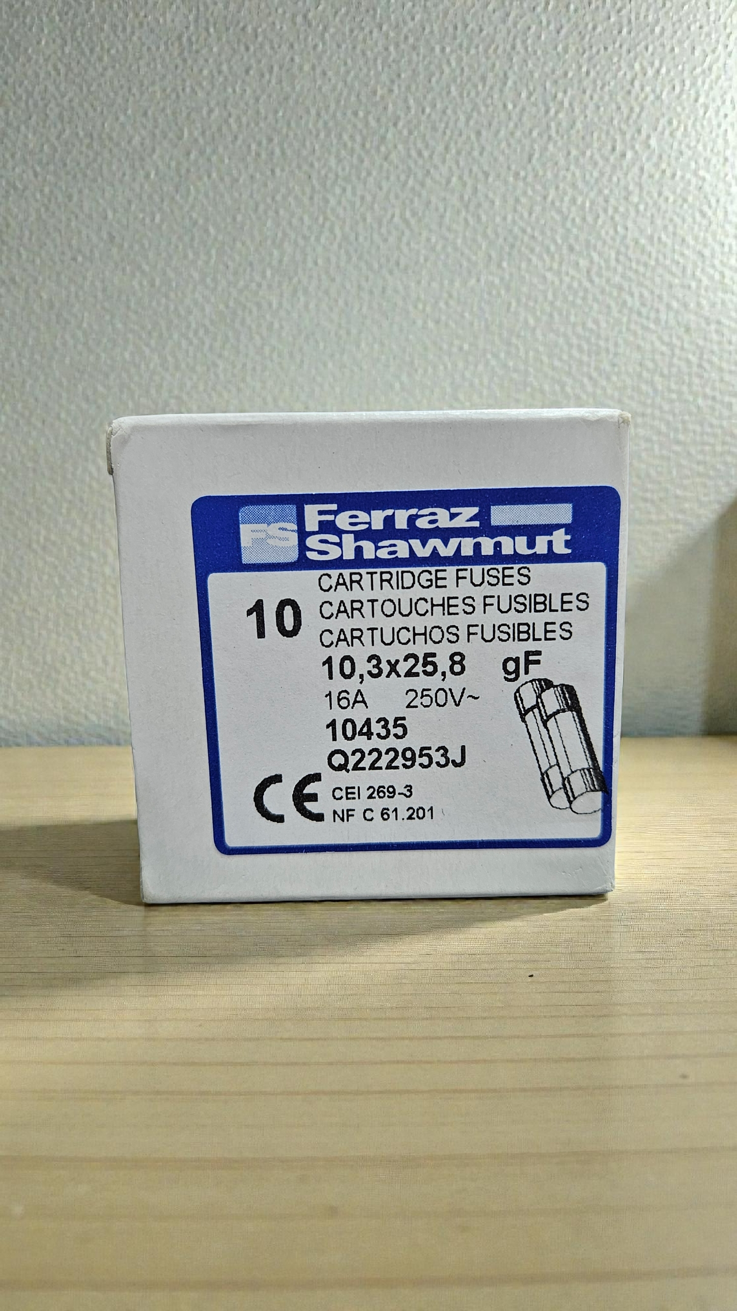 Ferraz Shawmut Fuse 10.3x25.8, 16A 250V, Type gF