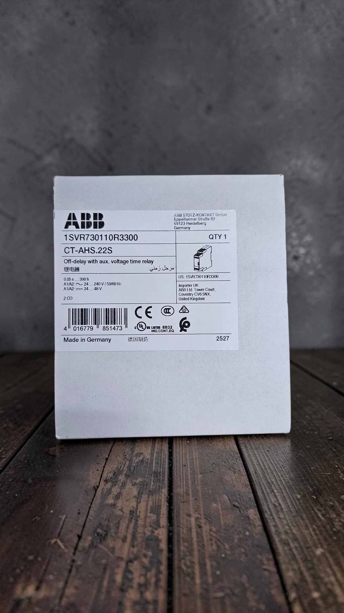 ABB CT-AHS.22S, Off Delay With Aux Voltage Time Relay