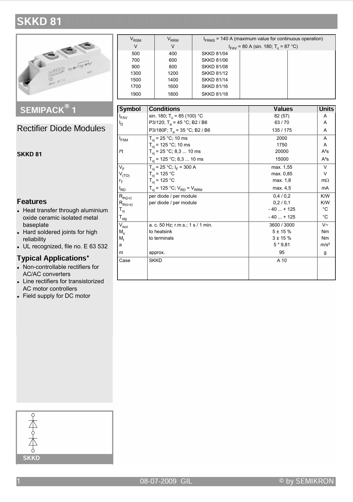 SEMIKRON SKKD81/12 L1