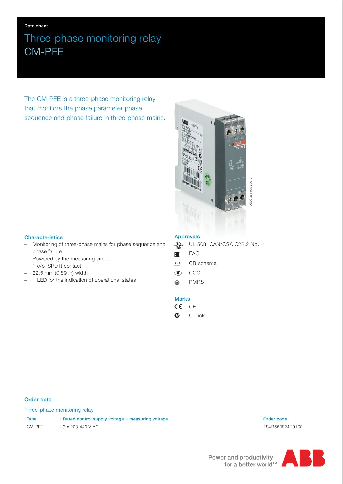 ABB, Phase Sequence Monitoring Relay CM-PFE