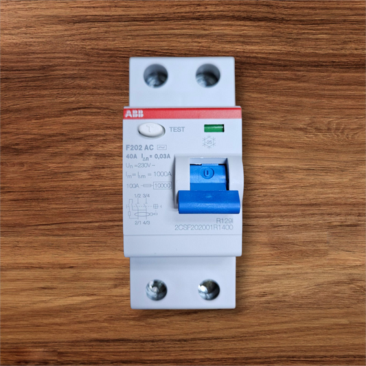 ABB F202 AC-40/0,03, Residual Current Circuit Breaker (RCCB), 2 Pole, 30mA, 40A, AC [F202 AC-40/0,03]