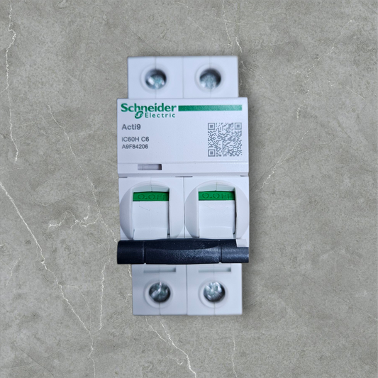 Schneider MCB A9F84206 IC60H C6, 2 Pole, 6A, Type C, 10kA