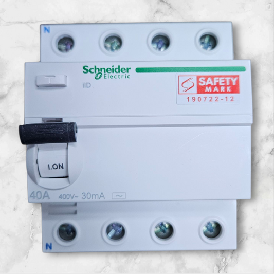 Schneider RCCB A9R71440, 4 Pole, 40A, 30mA Trip