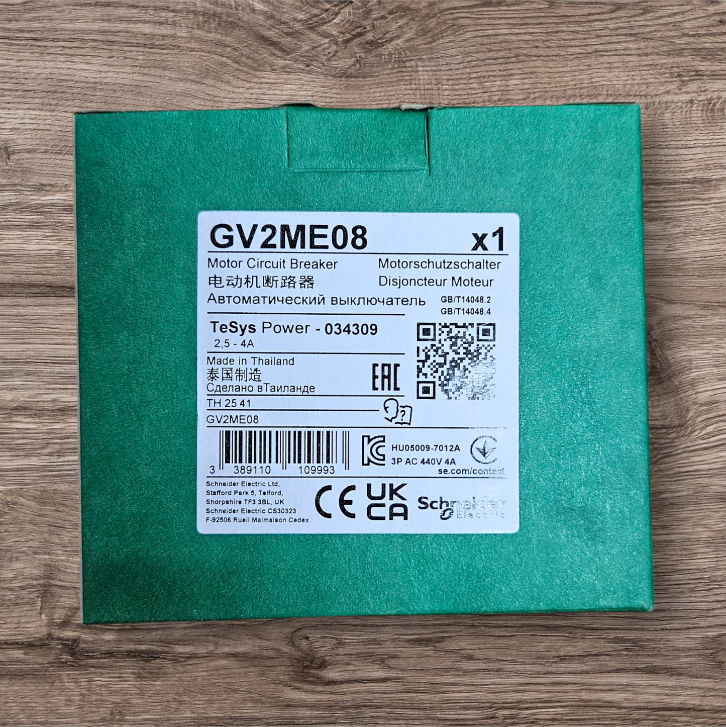 Schneider GV2ME08 2.5-4A Motor Circuit Breaker