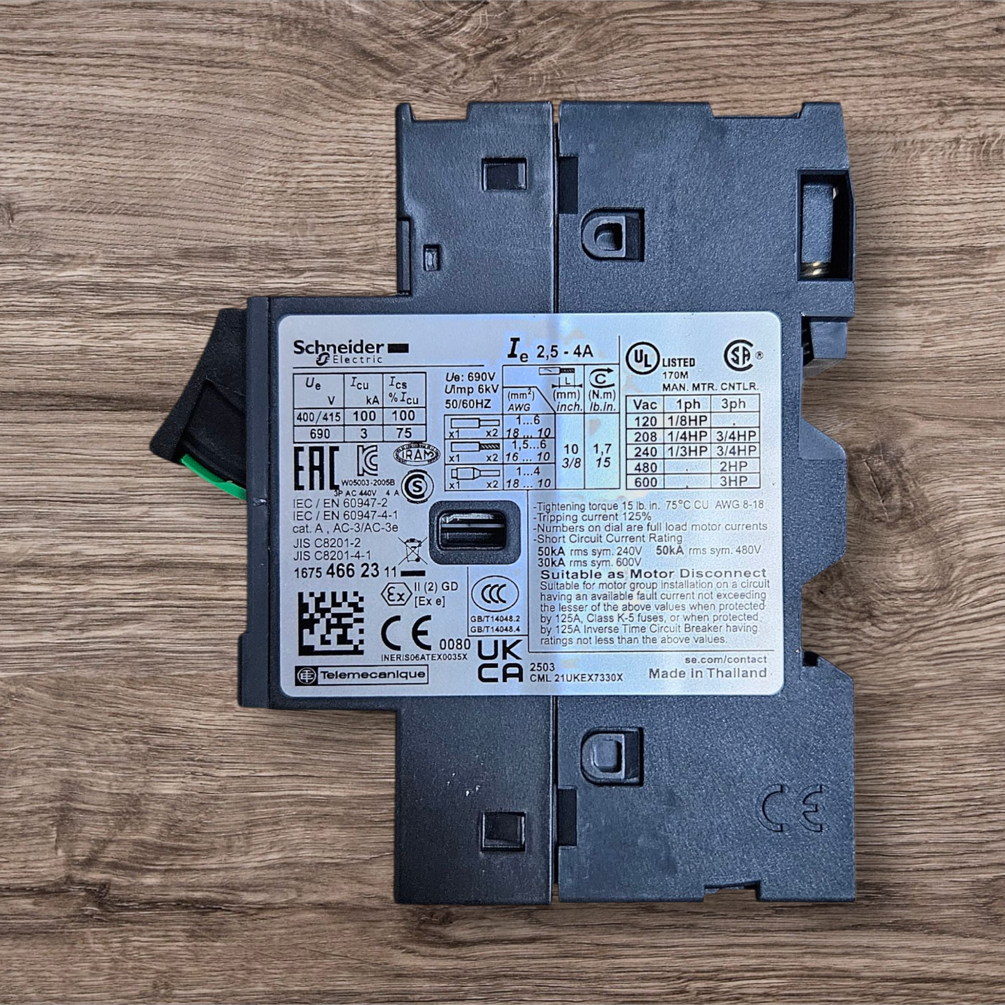 Schneider GV2ME08 2.5-4A Motor Circuit Breaker