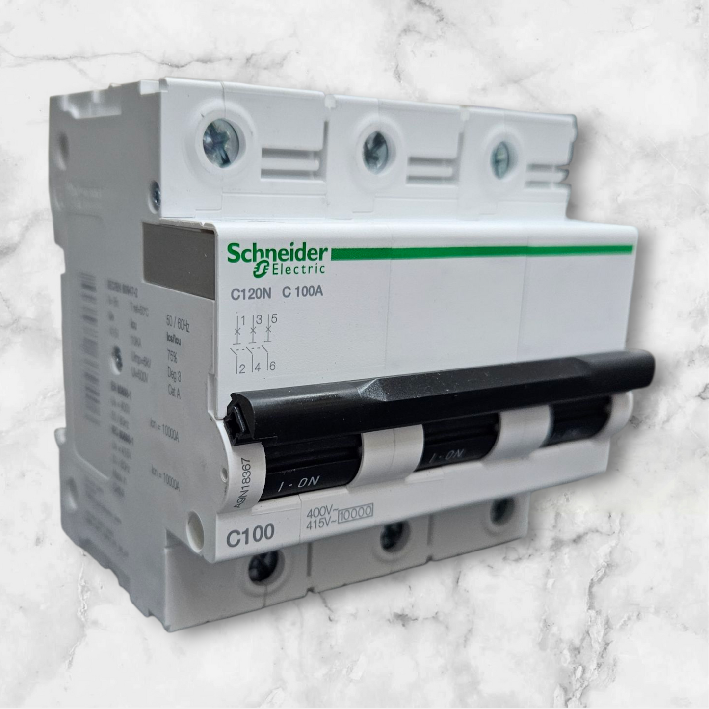 Schneider MCB A9N18367, 3 Pole, C100, 10kA