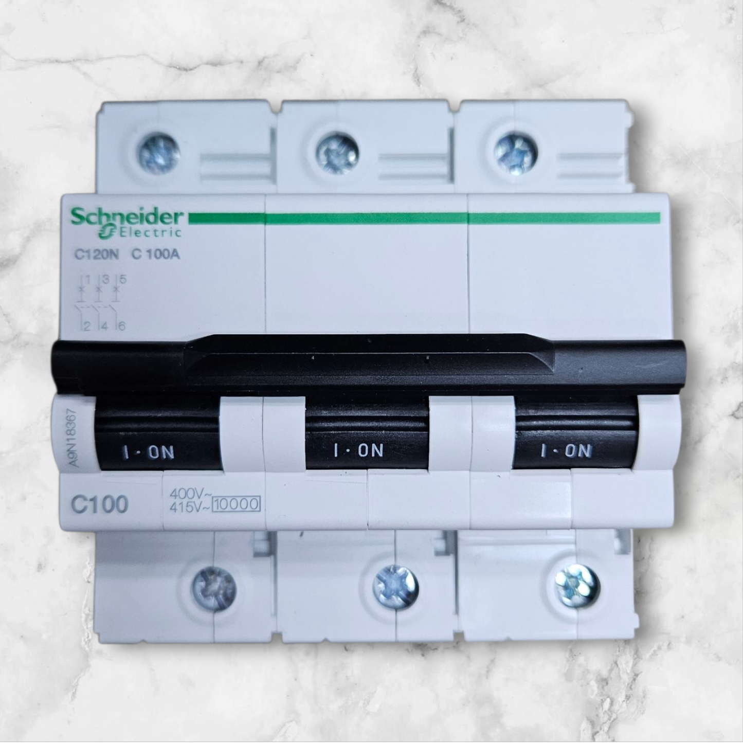 Schneider MCB A9N18367, 3 Pole, C100, 10kA
