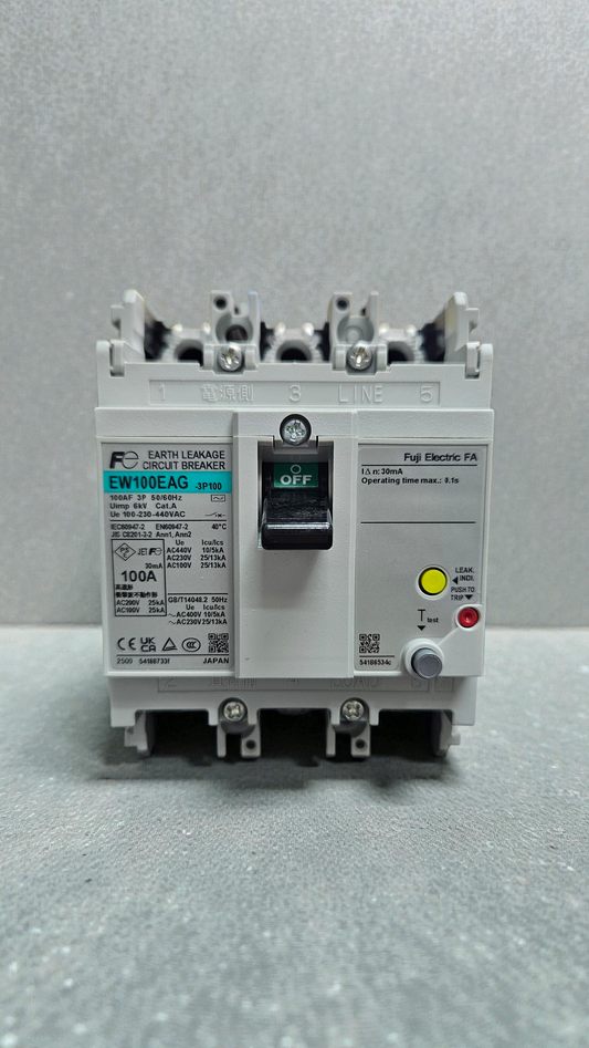 Fuji ELCB, EW100EAG-3P100B, 3 Pole, 100A, 30mA Trip