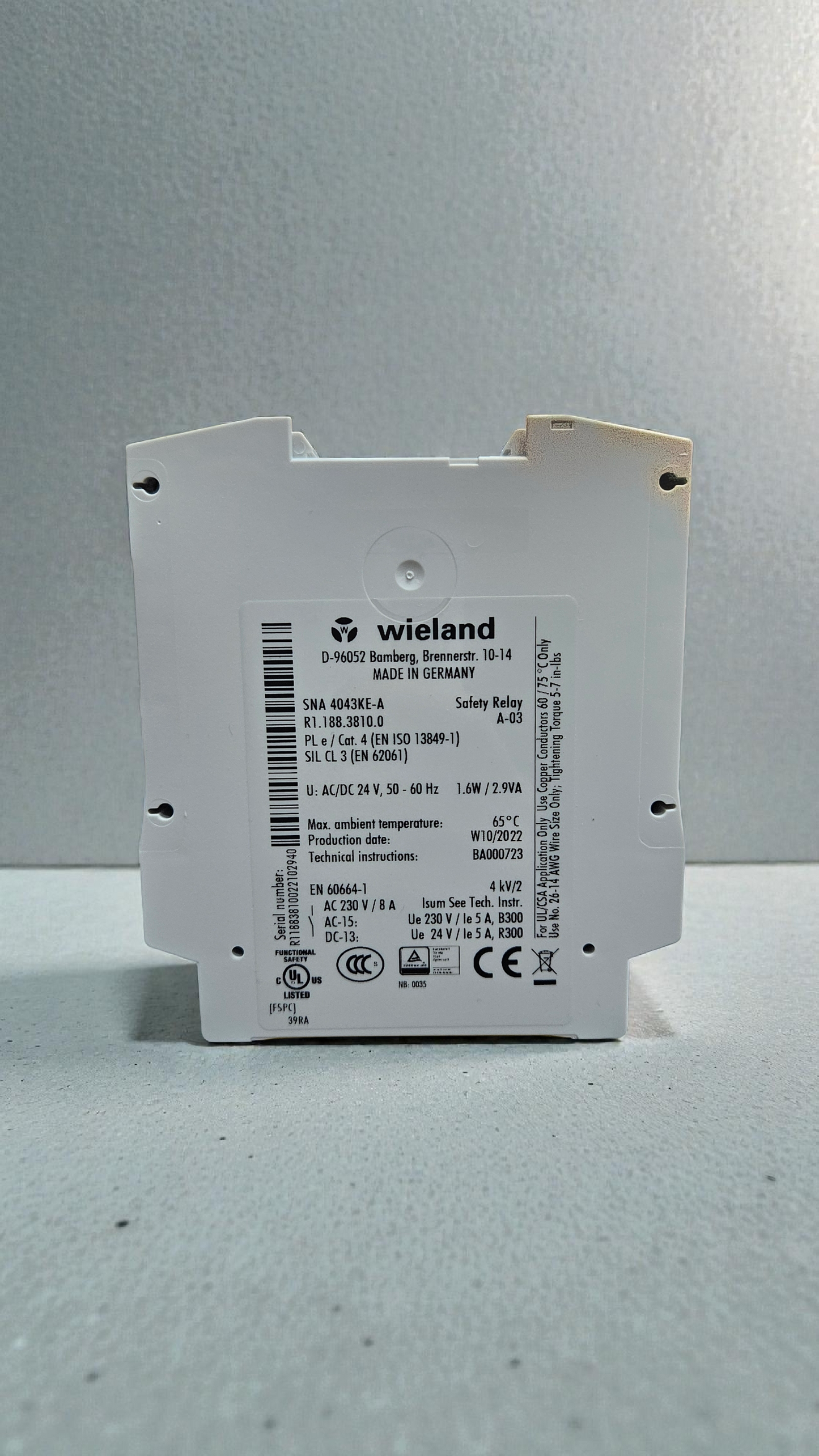 Wieland SNA4043KE-A Safety Relay