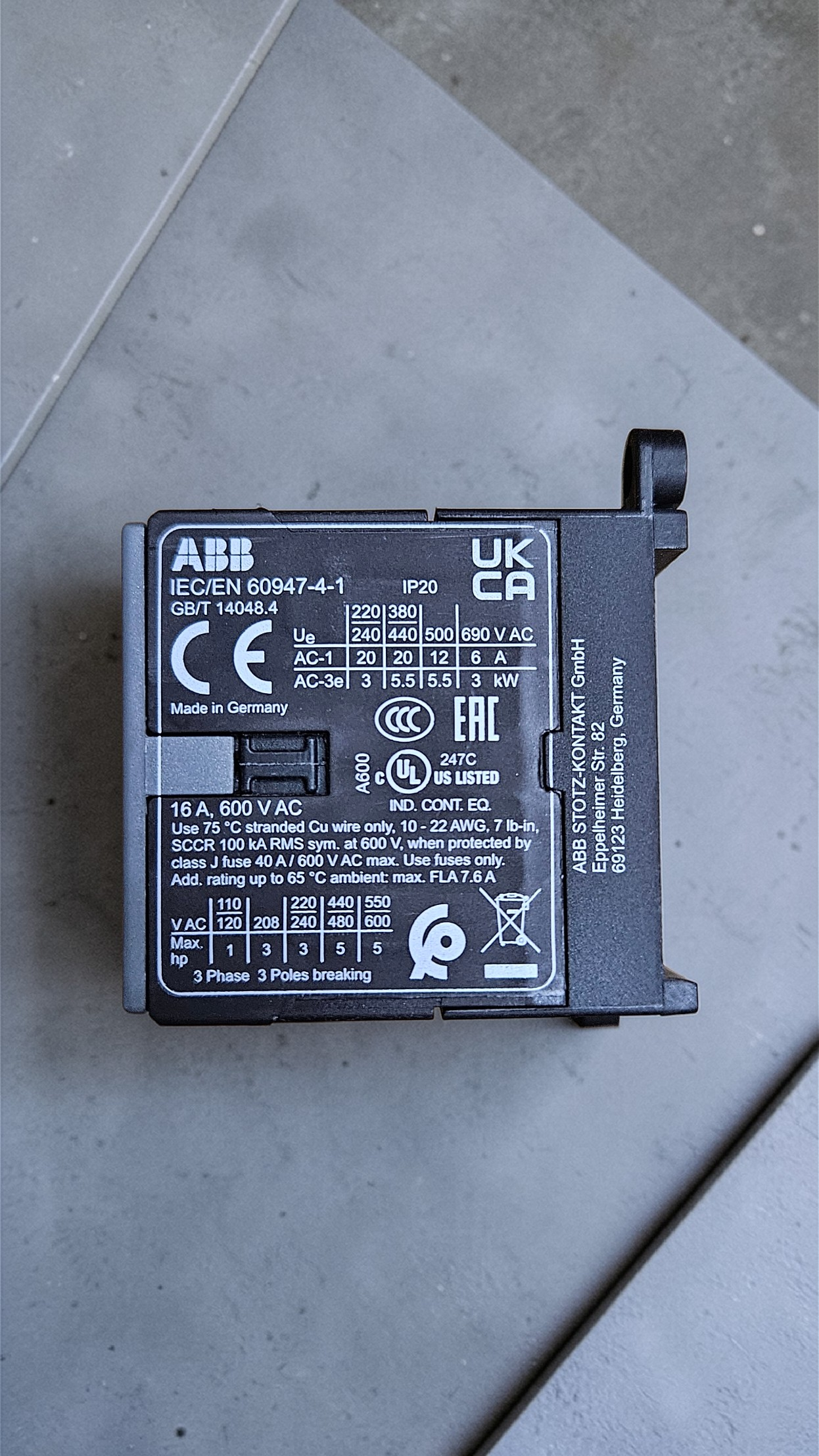 ABB Mini Contactor BC7-40-00, 230VAC