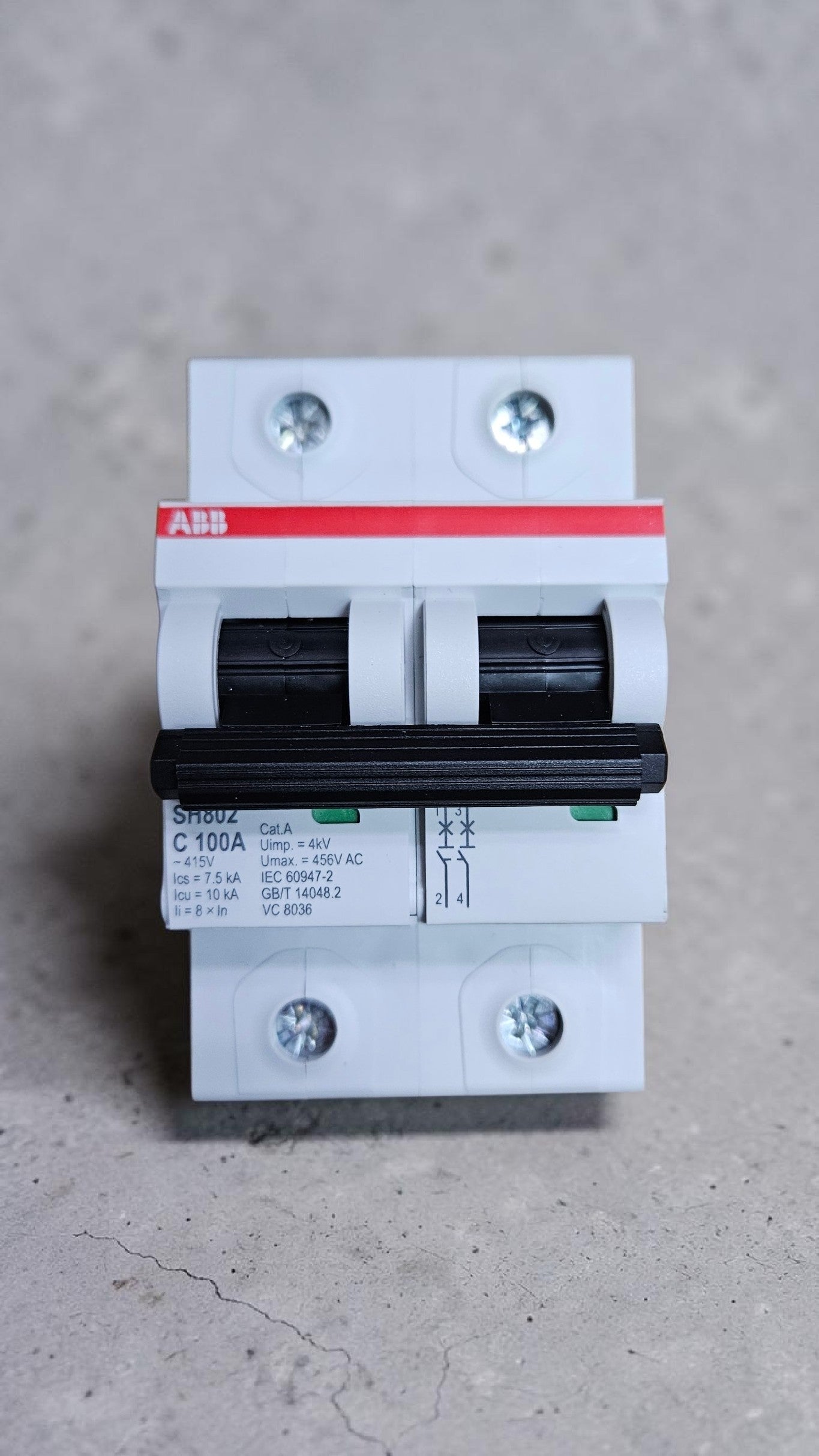 ABB SH802-C100 2 Pole MCB , Type C, 100A