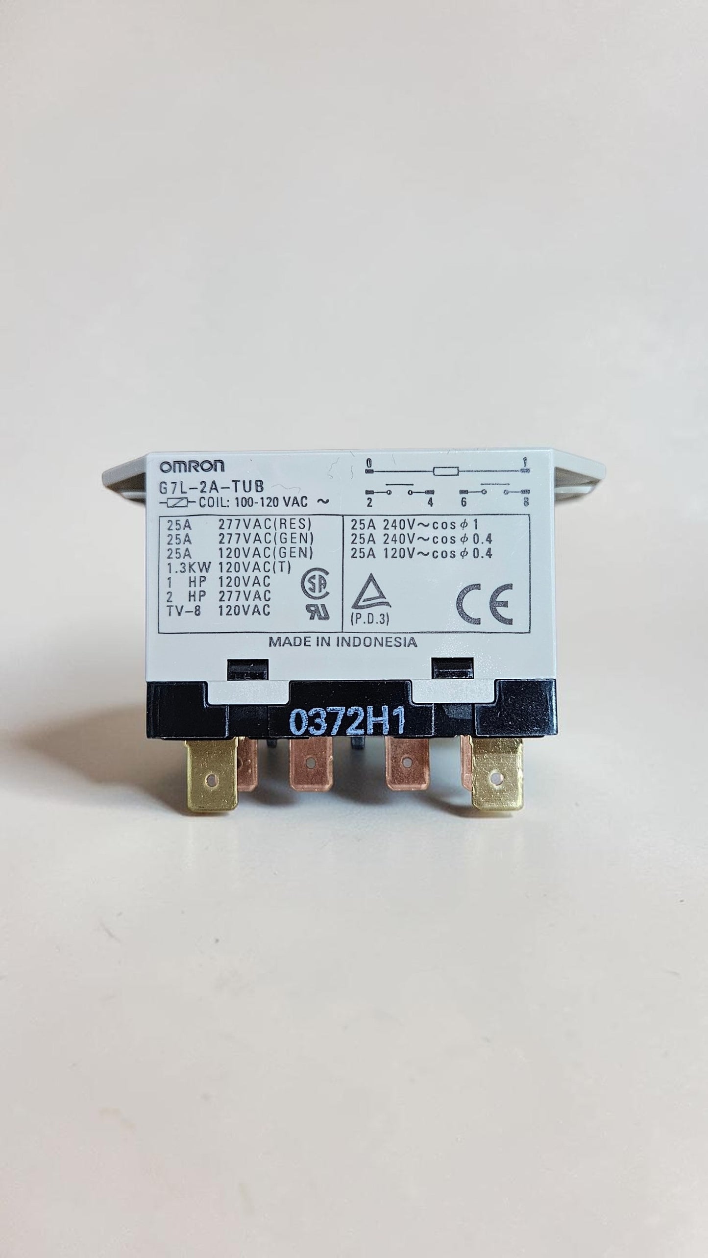 Omron Relay, G7L-2A-TUB, 100-120VAC