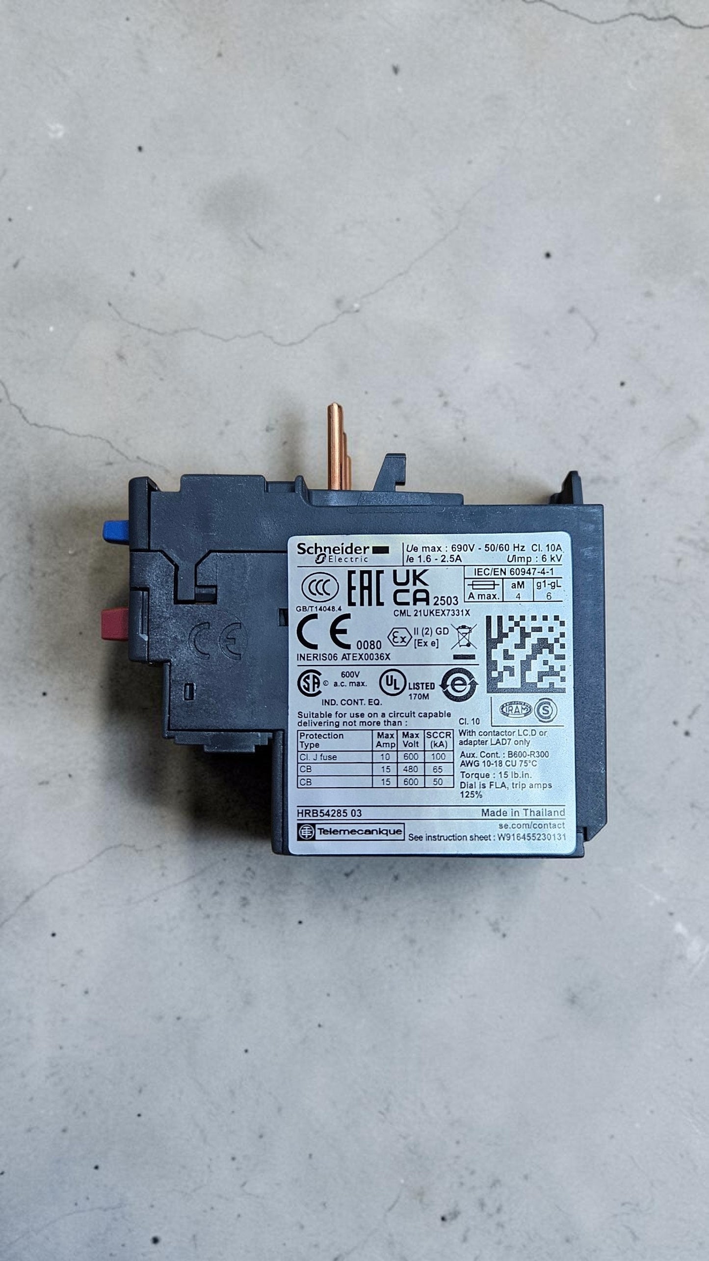 Schneider Overload Relay, LRD07, 1.6-2.5A