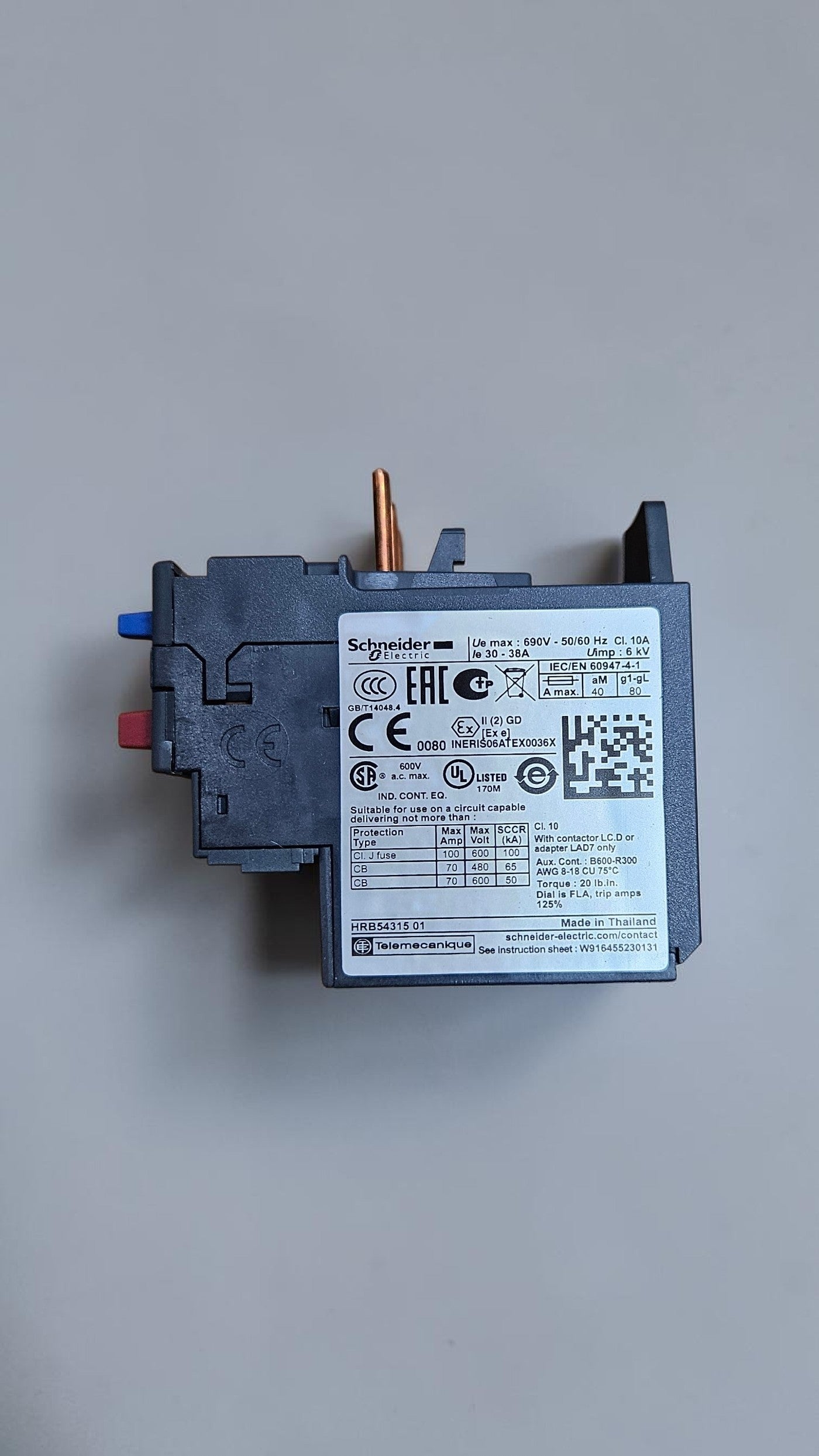 Schneider Overload Relay, LRD35, 30-38A