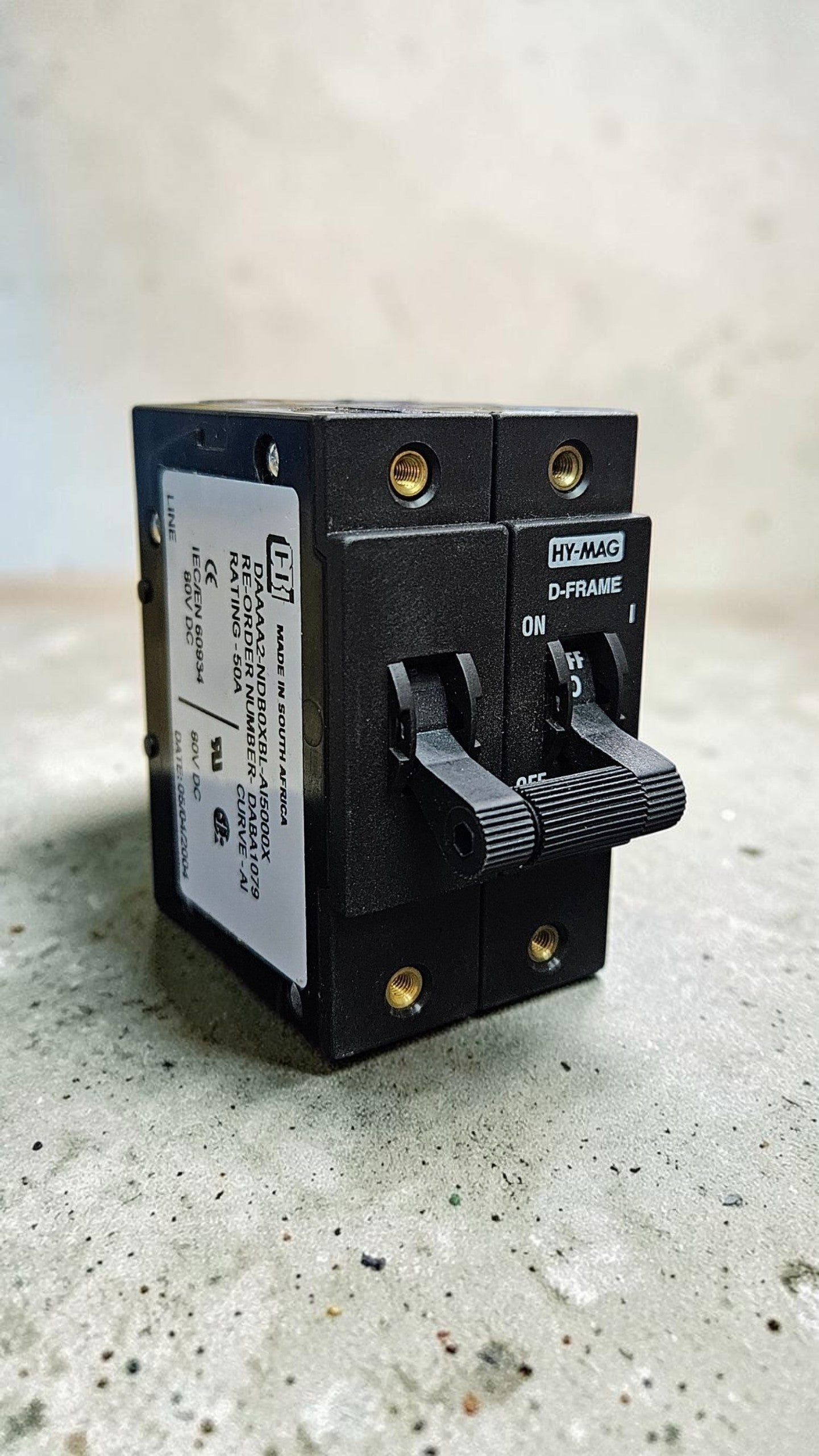 AirPax Circuit Breaker, 2 Pole, 50A, Hydraulic Magnetic Circuit Breaker