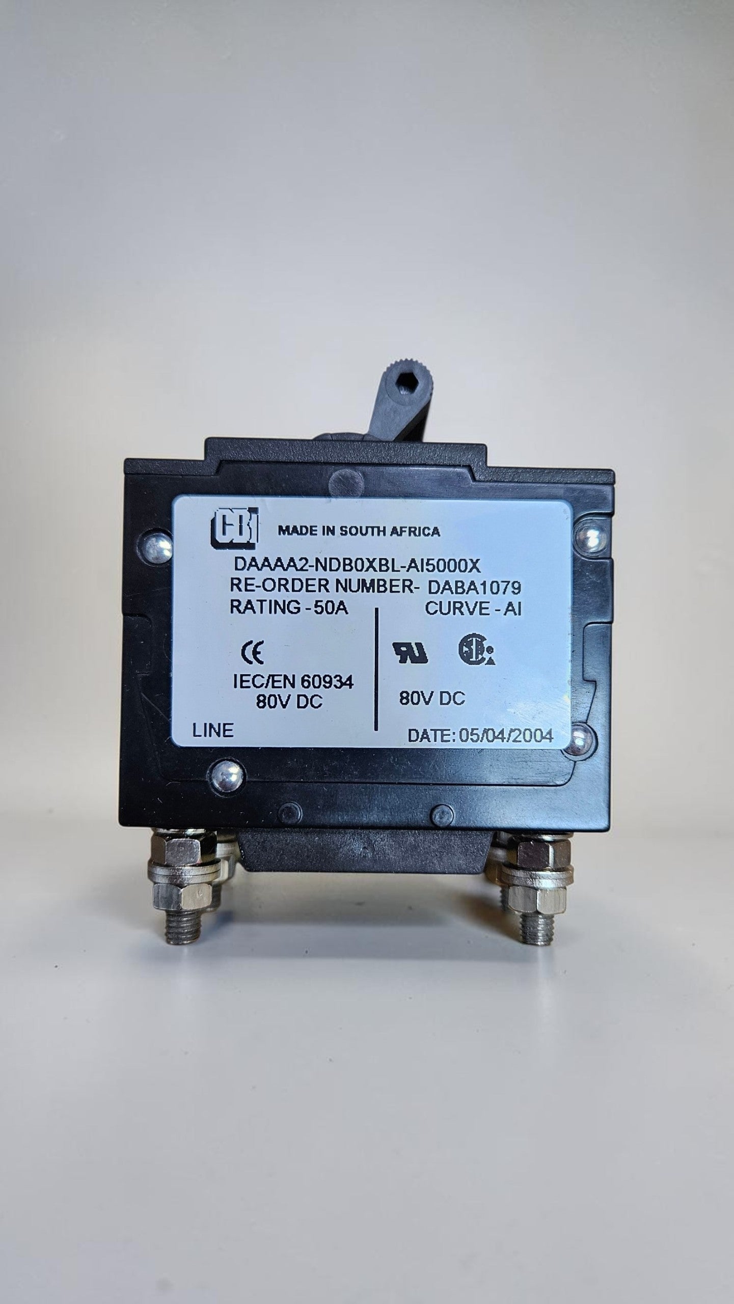 AirPax Circuit Breaker, 2 Pole, 50A, Hydraulic Magnetic Circuit Breaker