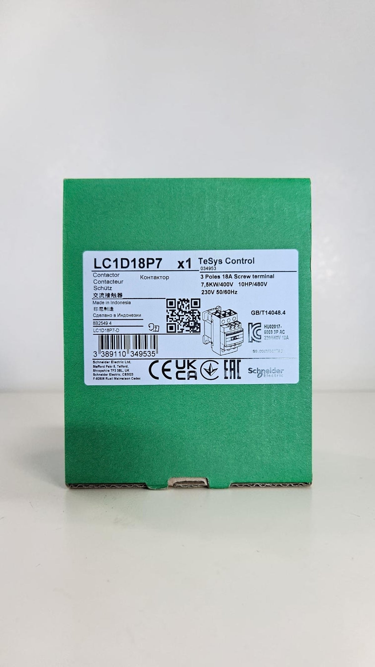 Schneider Contactor LC1D18P7 230VAC