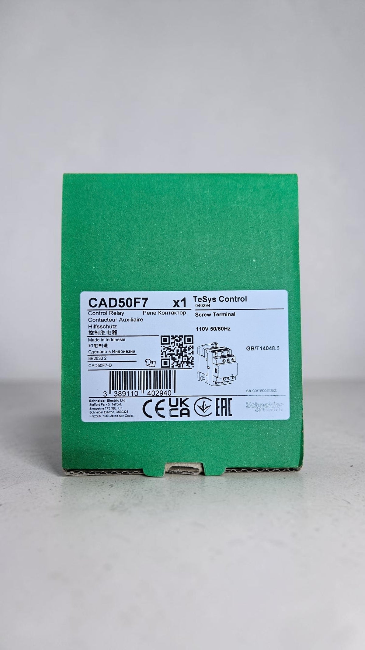 Schneider Control Relay, CAD50F7, 110VAC, 5 NO