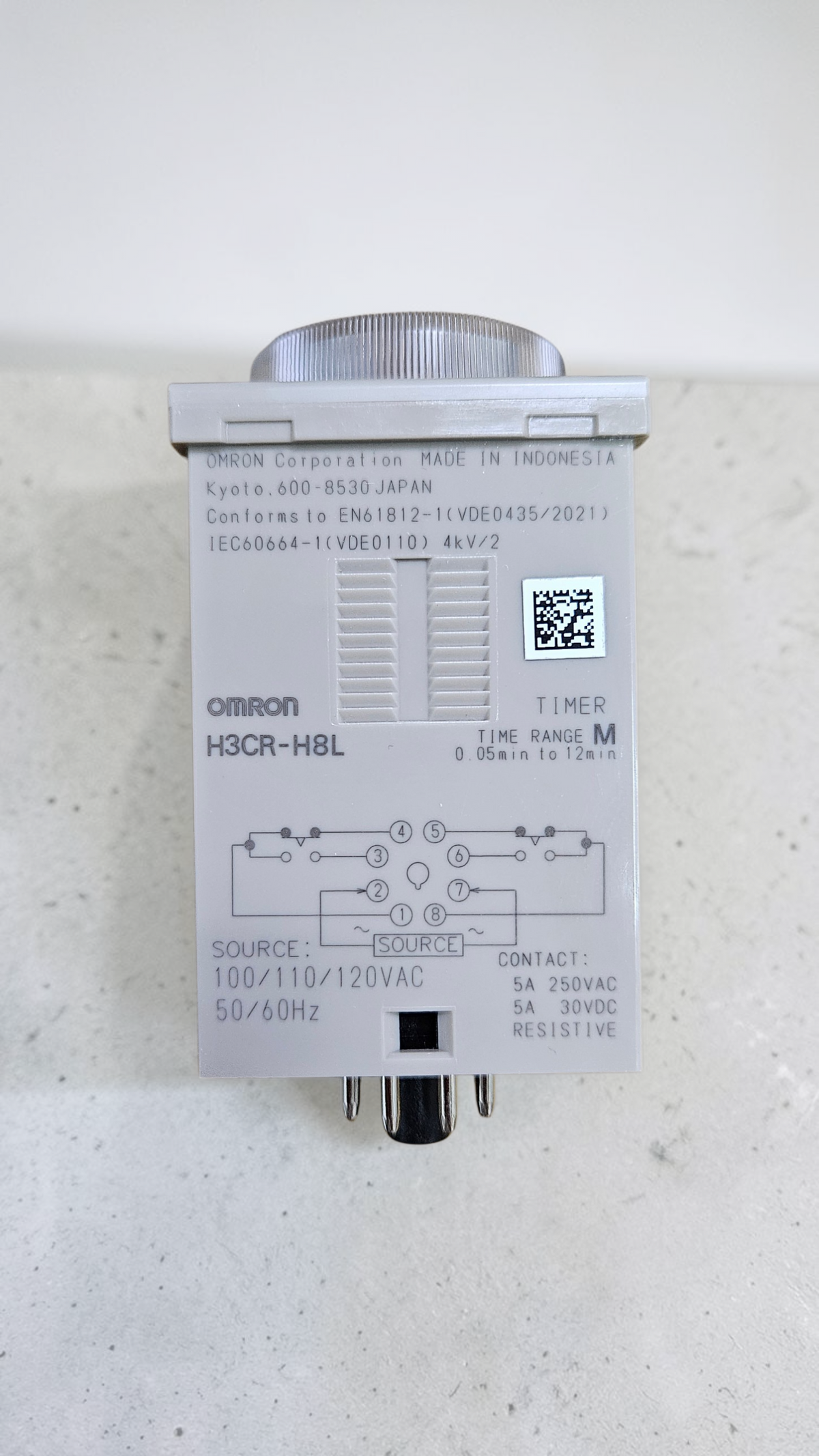 Omron Off Delay Timer, H3CR-H8L, 110VAC, 0.6-12 Mins