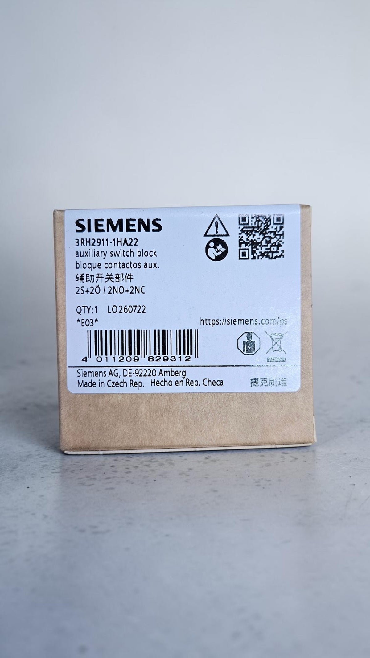 Siemens Auxillary Contact 3RH2911-1HA22, 2NO+2NC